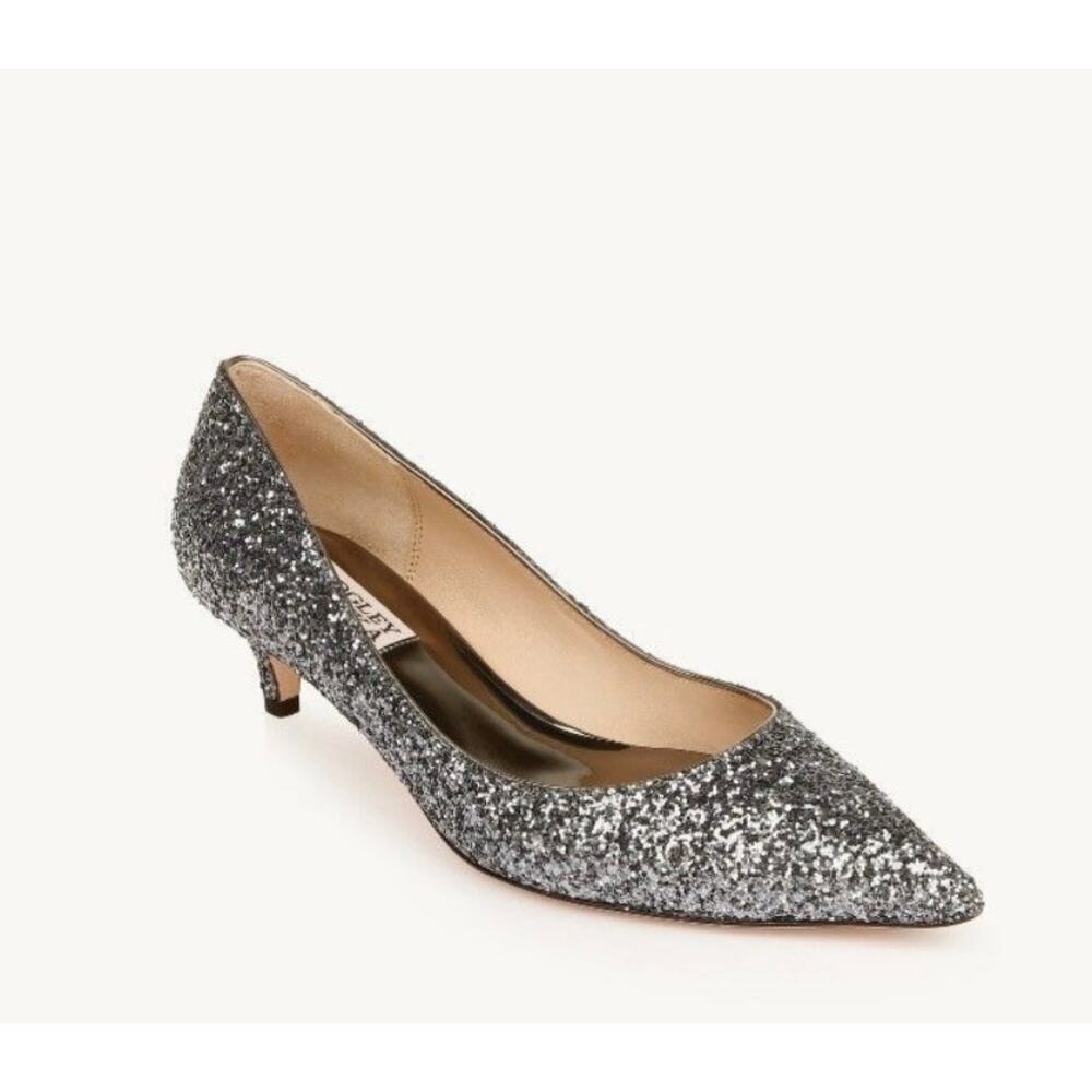 Jewel Badgley Mischka Silver Royalty Kitten Heel Pump